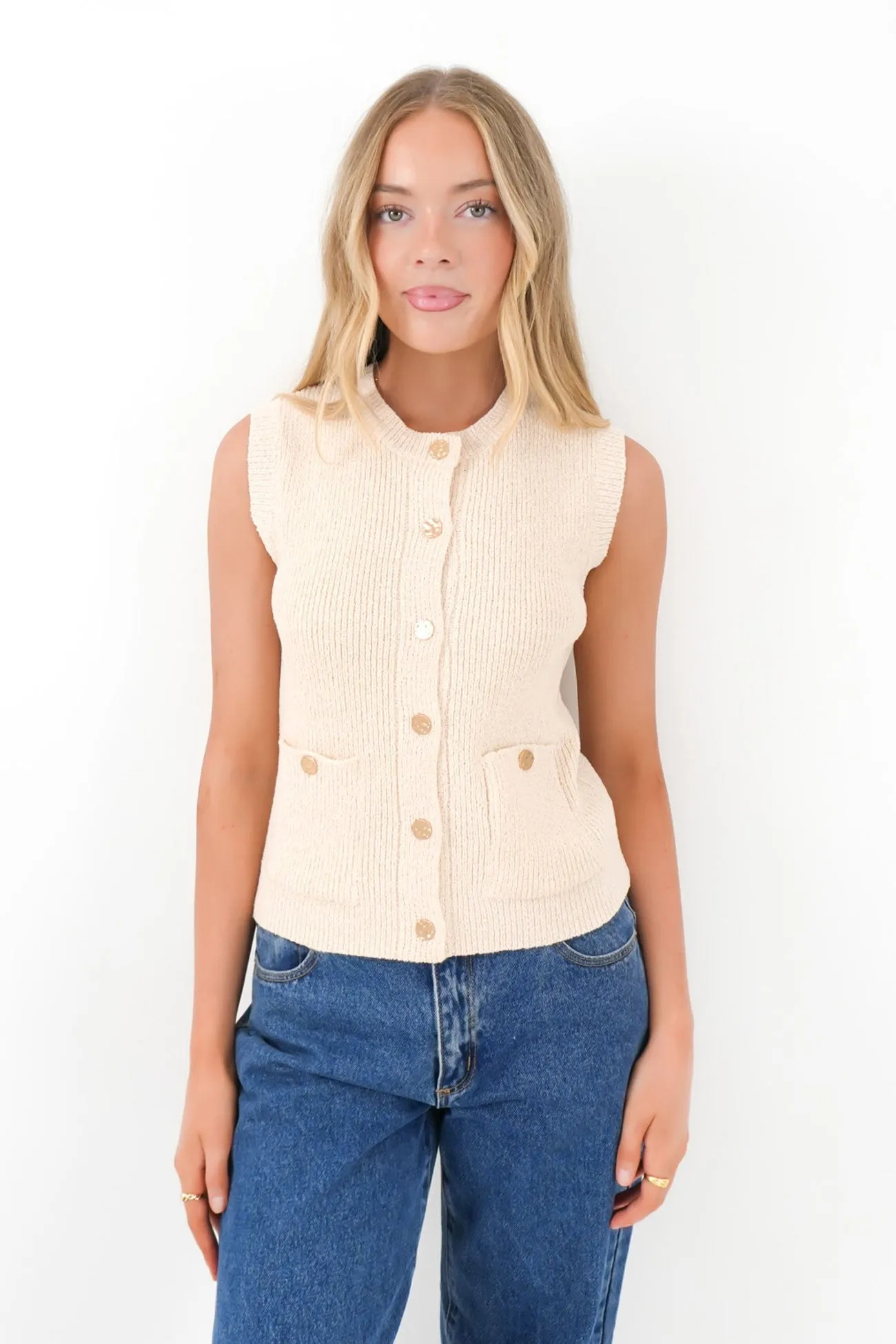 Harden Knit Vest Cream add on