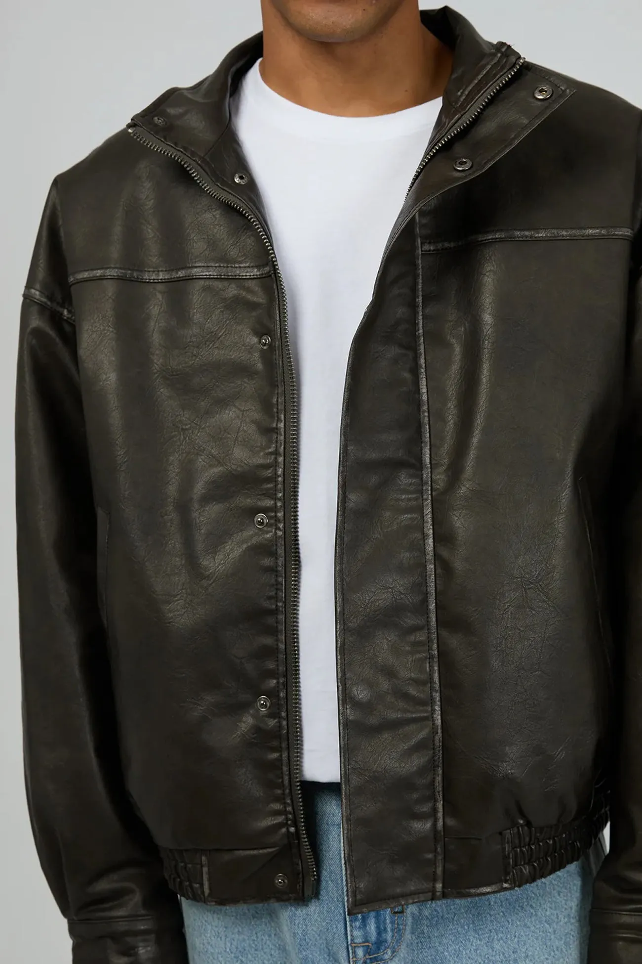Stitched Look Advanced Wickability System Harley Pleather Jacket Black