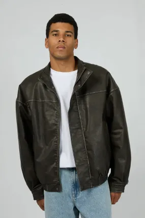 Three Layer Laminate Harley Pleather Jacket Black