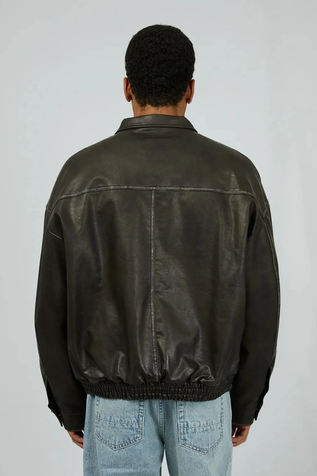 Harley Pleather Jacket Black Rubberized Zippers Lightweight Shell