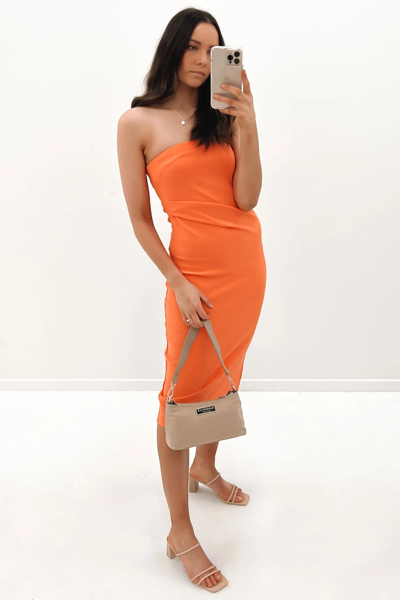 Harlow Midi Dress Orange Chic And Comfortable Water-Repellent-Finish