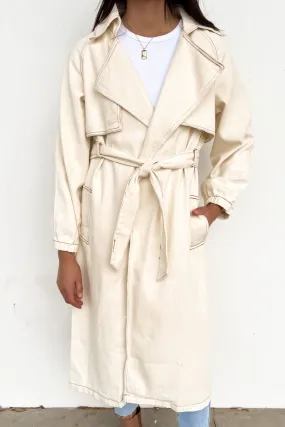 Harry Denim Trench Ecru Heat Reflective Lining heavy duty fabric