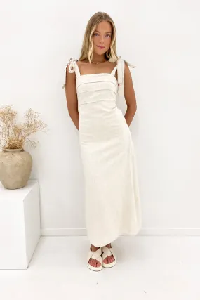 Farm Air Smooth Detail Haze Midi Dress Oatmeal