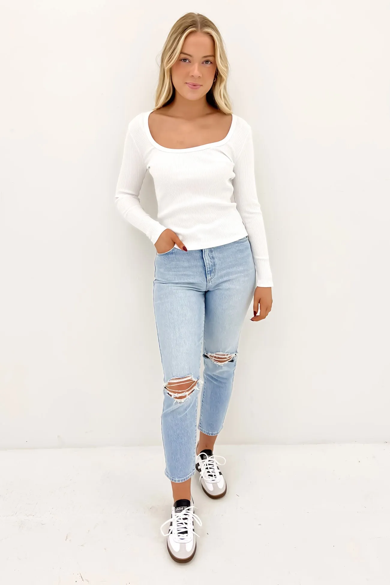 Hazel Long Sleeve White Work related Mid range