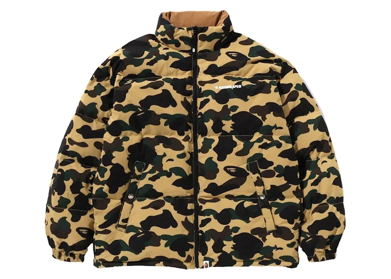 Refined Bape 1St Camo Reversible Down Jacket Yellow