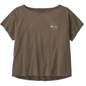 Flatlock Stitching Technique Hidden Button Placket Women's Waves Rolling Relaxed Drop-Sleeve Organic Shirt