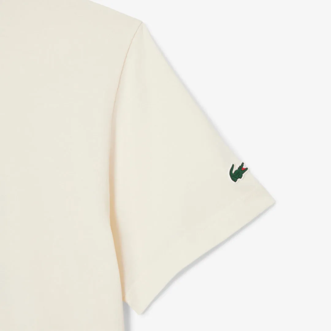 Stretchable Fabric Heavyweight Lacoste Men's Medvedev X Tennis Tee - Cream