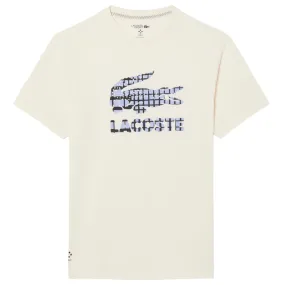 Layered Heavyweight Lacoste Men's Medvedev X Tennis Tee - Cream