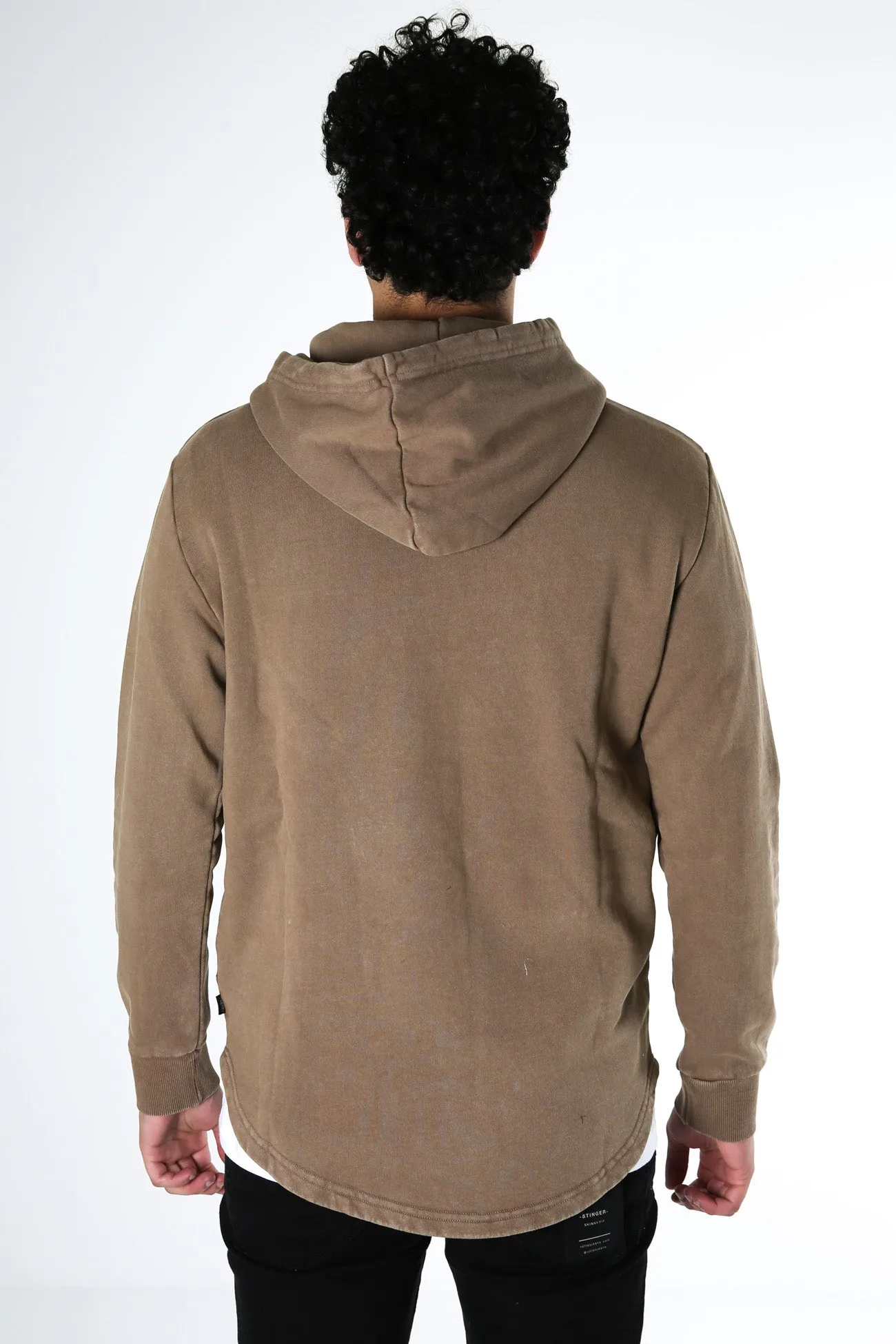 Quick Drying Easy Care Machine Washable Curved Hem Hoody Brown