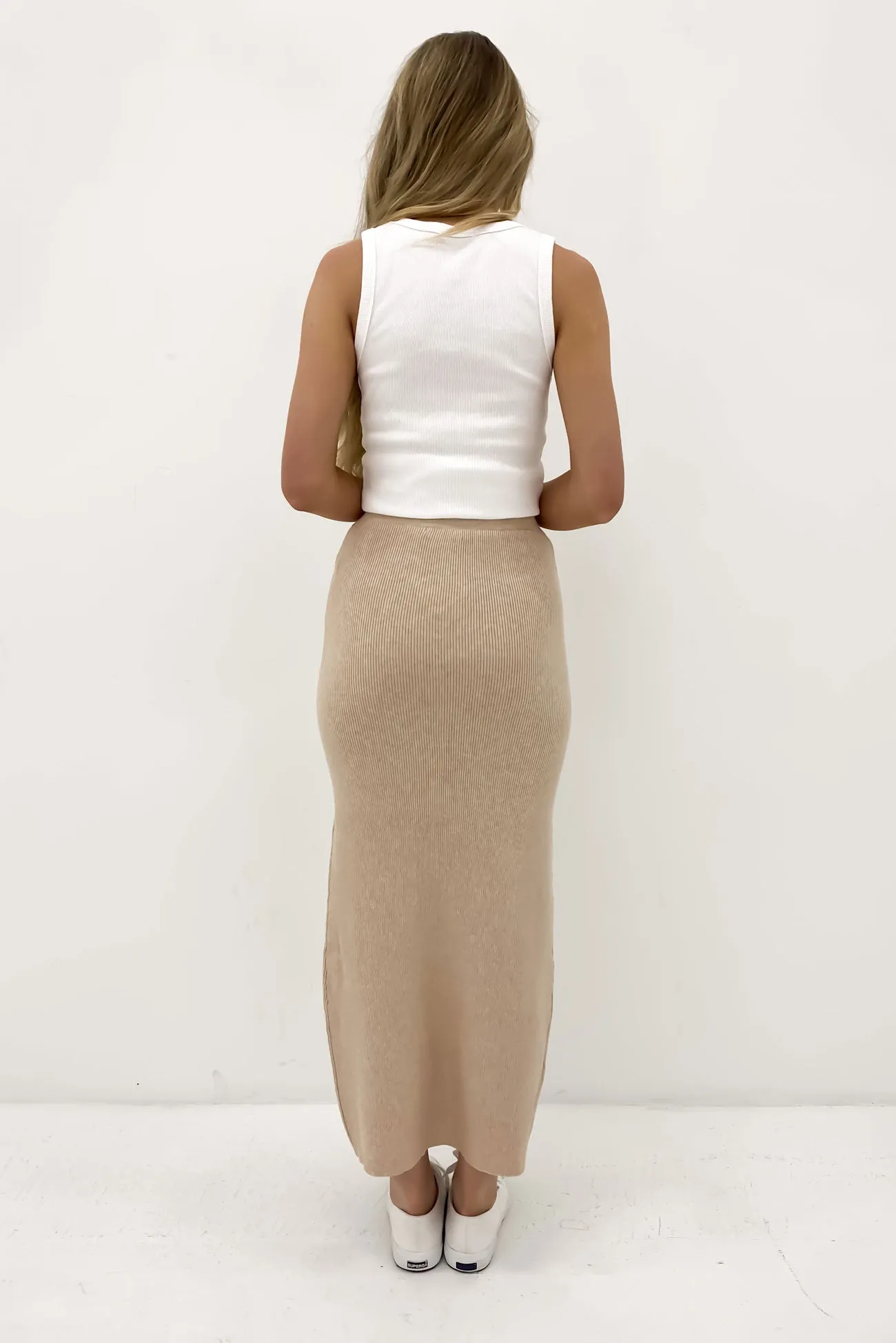 Classic Fit Henley Knit Skirt Oatmeal