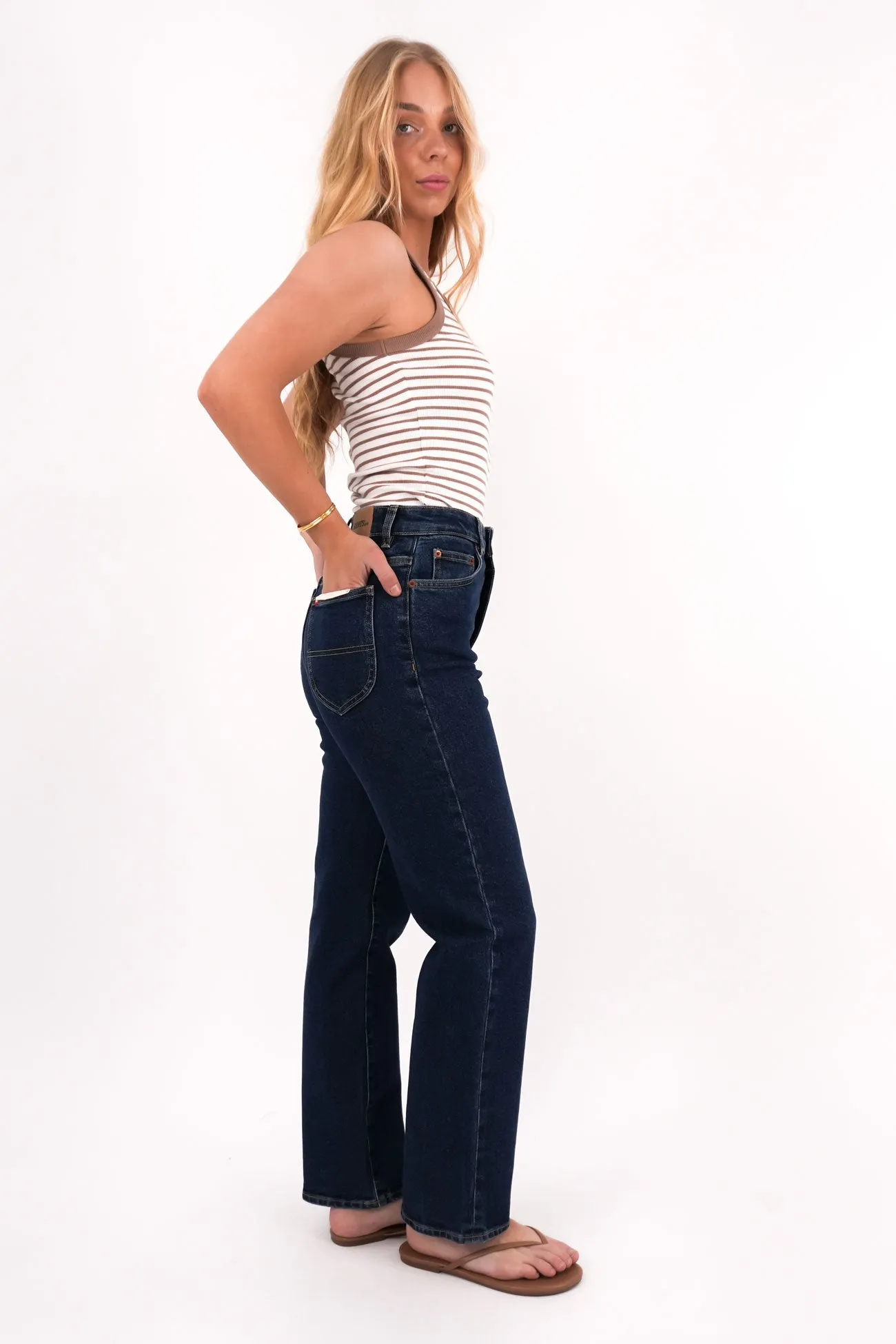 Pre Washed Denim Calm Aesthetic Hi Straight Crop Jean Endless Indigo