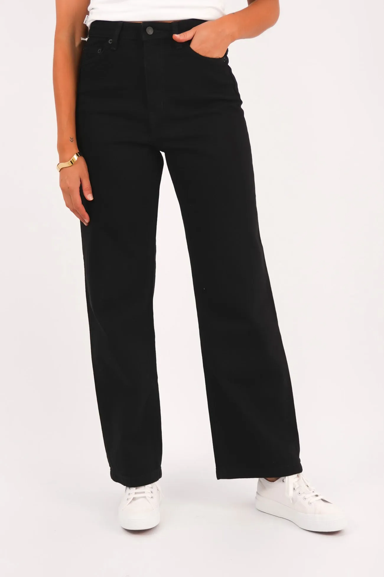 Winter Warmth Sustainable True Fit Hi Wide Jean Washed Black
