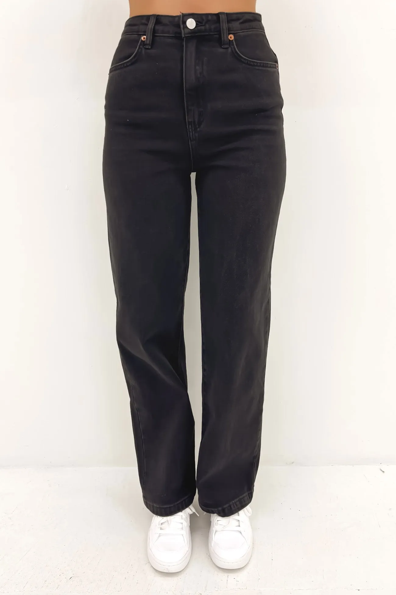 Hi Wide Leg Jean Vintage Black Waterless Wash Technology Casual Street