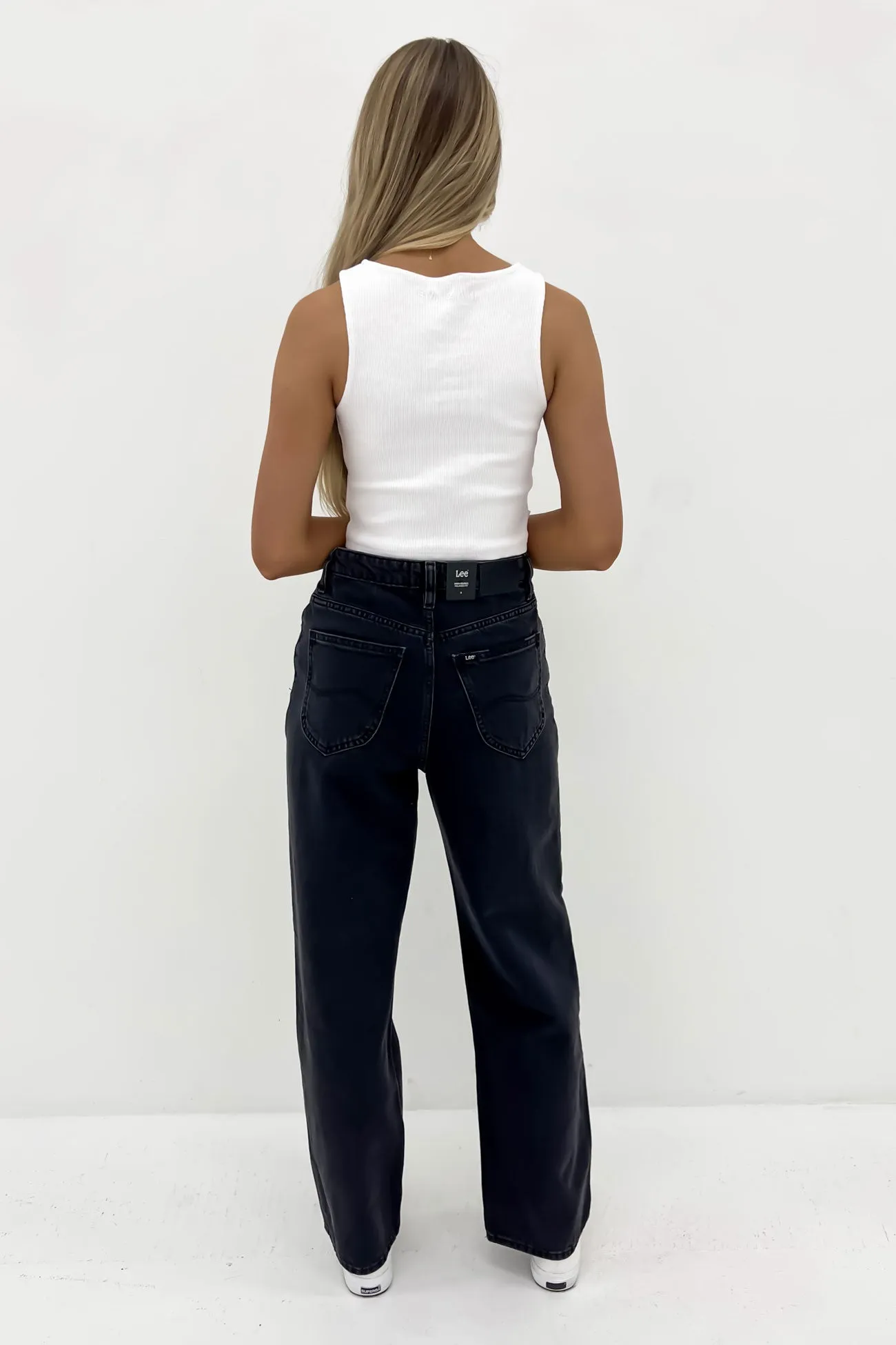 High Baggy Jean Dusted Black Petite Daywear Option Couple Look Modern