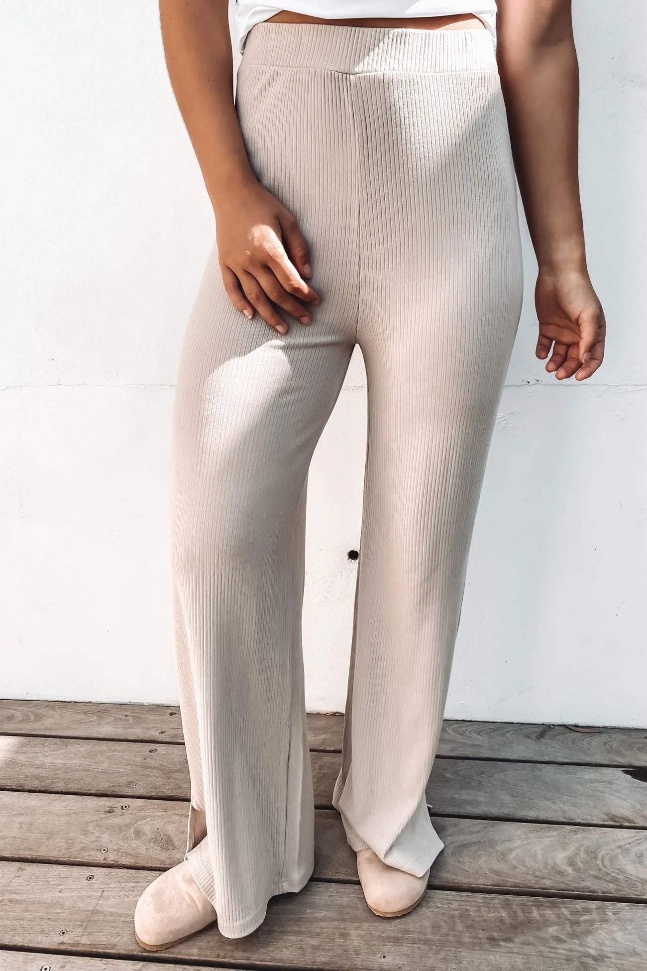 Tylar Lounge Rib Pant Oat Marle Built-in shorts HighWaistSupport