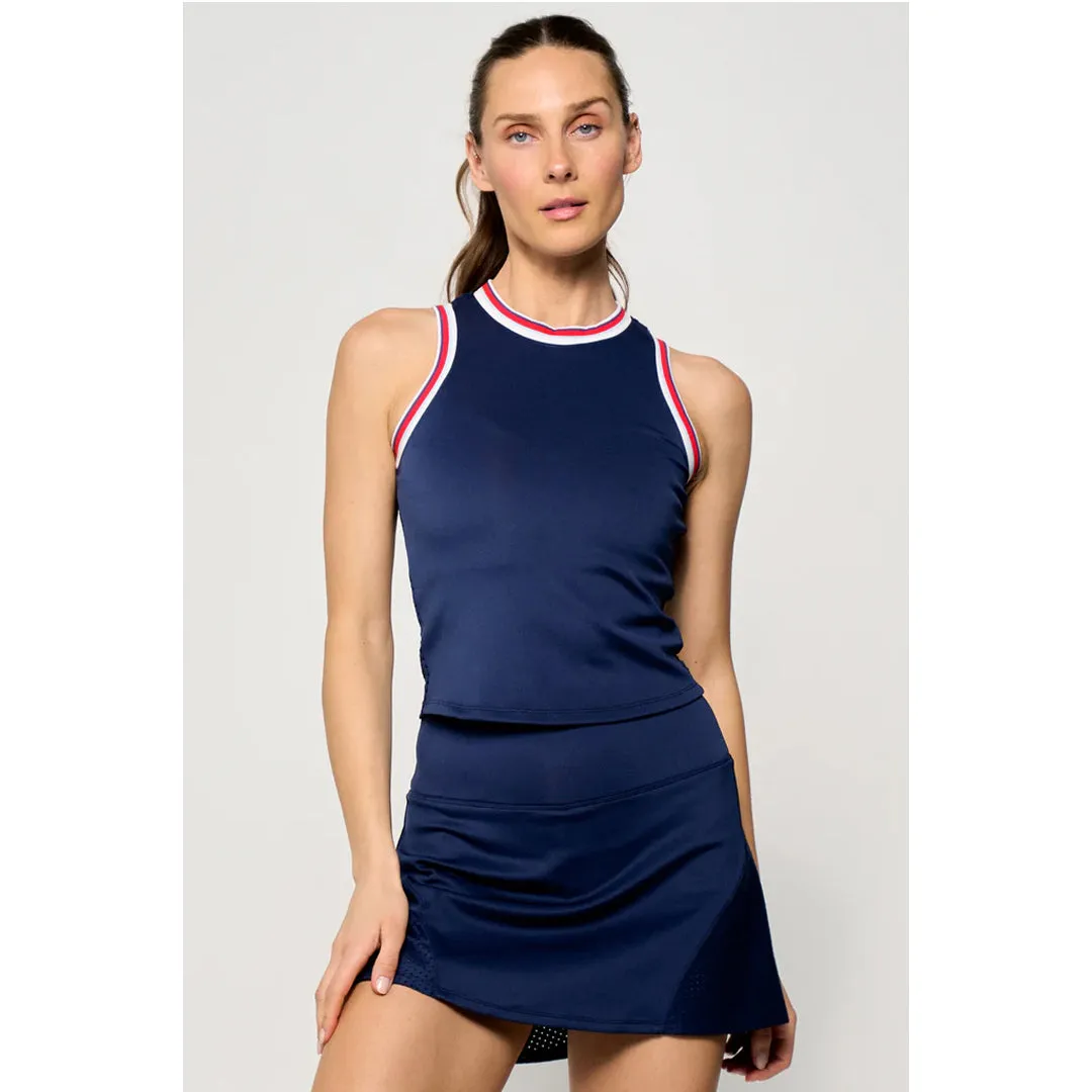 High - quality material Lija Women's The One To Beat Varsity Tank - Marine/Multi Comfortable Collar Hem Design
