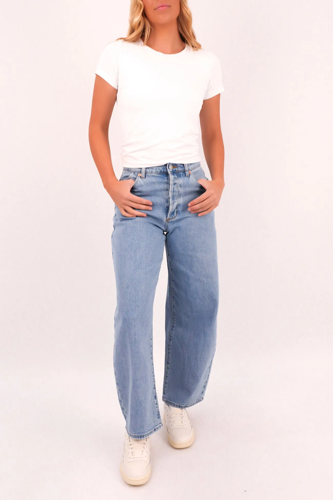 Morning Stroll Outdoor Adventure Date Night Organic Cotton Material Gigi Barrel Jean Country Blue