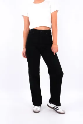Stretch Fabric Hi Wide Jean Washed Black Petite