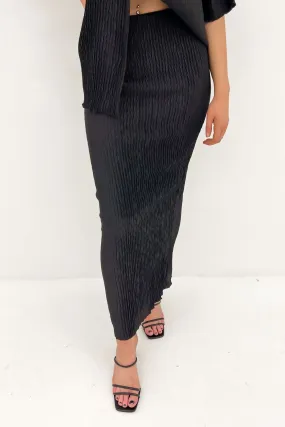 Pleated design Tagless label Maxinne Maxi Skirt Black