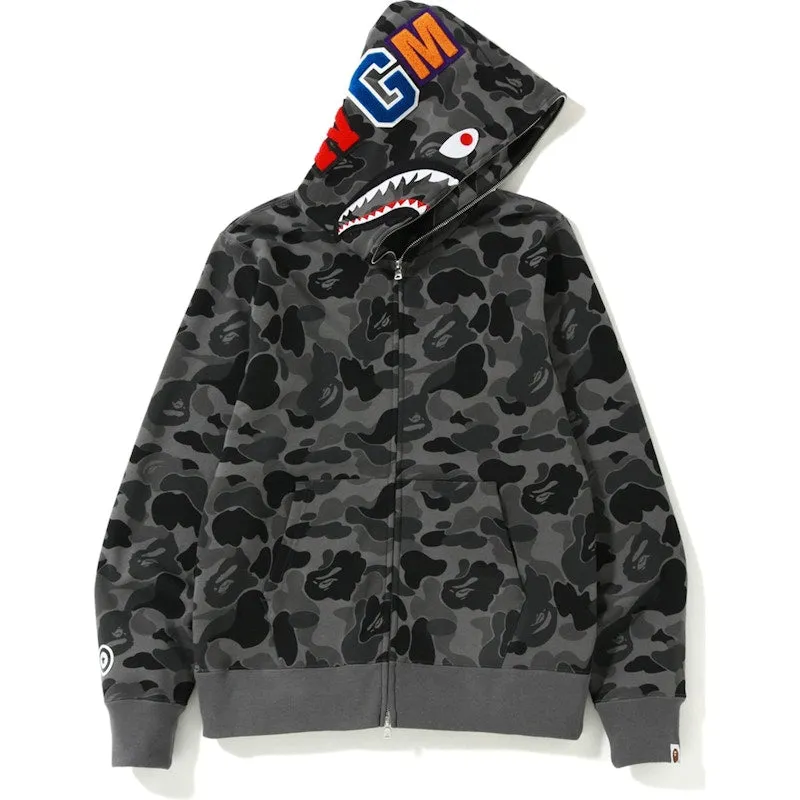 Bape Abc Camo Shark Full Zip Hoodie Black Layering Piece Medium Weight