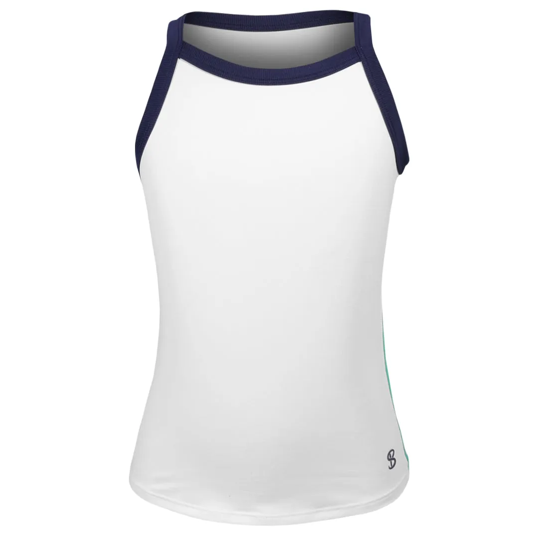 silk blend Sofibella Girl's Green Spirit Courtside Tank - White