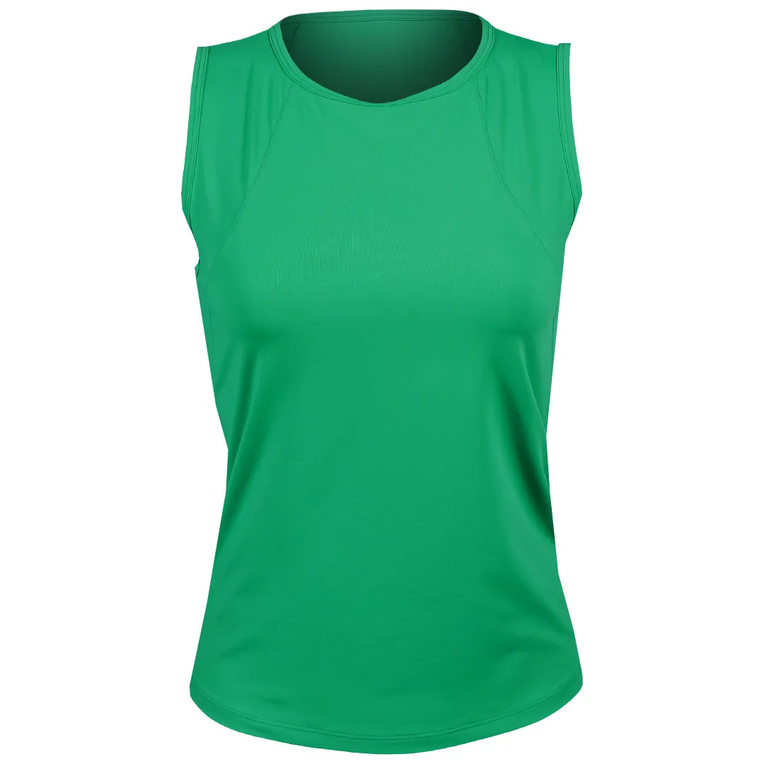 High-waisted Sofibella Women's Green Spirit 23" Tank - Zen Scoop neck