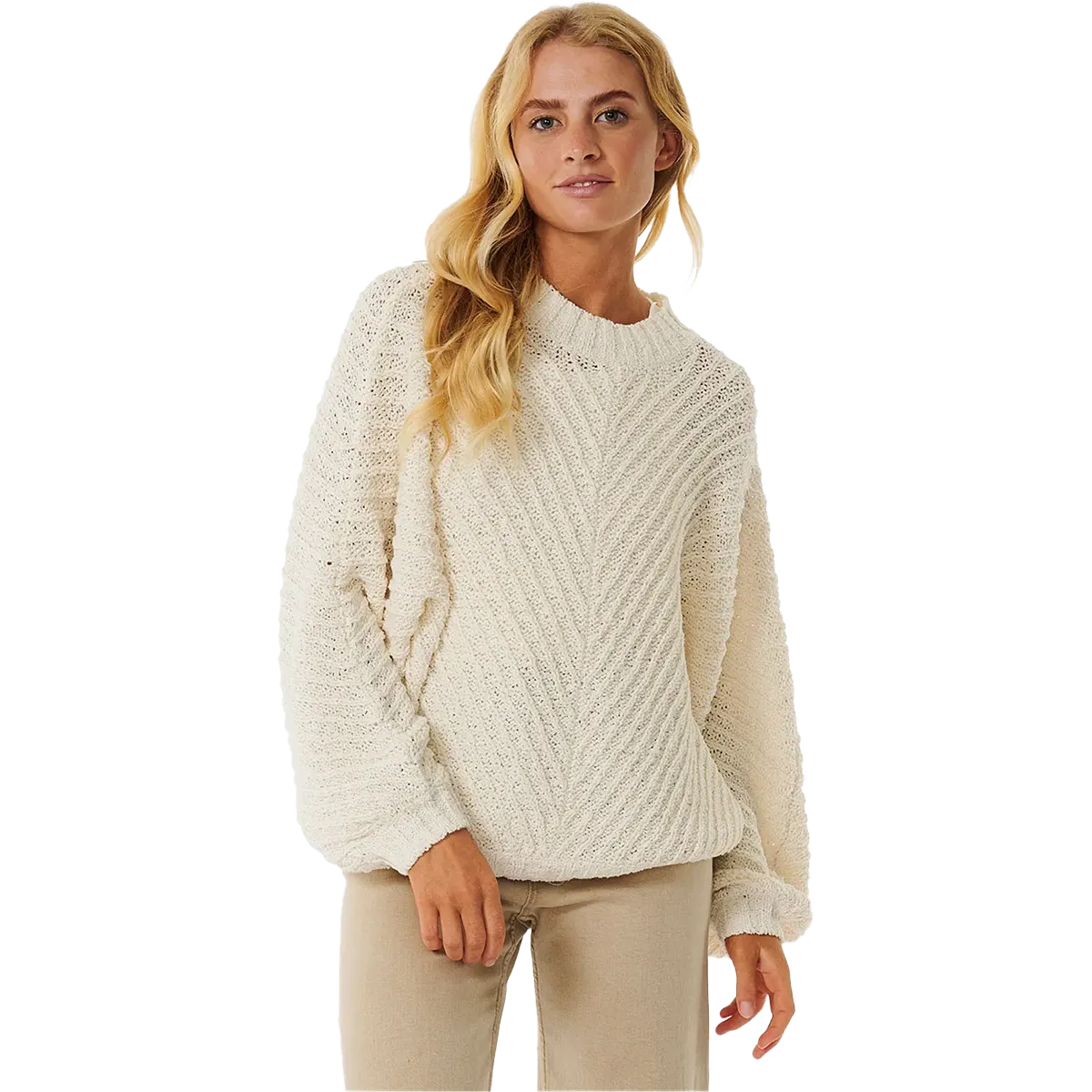 Women's Classic Surf Knit Crew Textured Weave Pattern