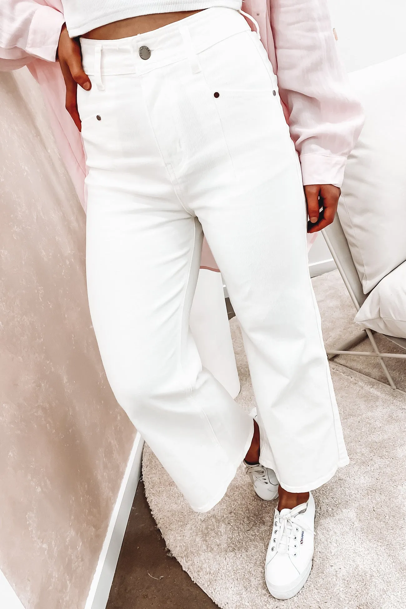 Elasticized Cuffs Hilary Pant White