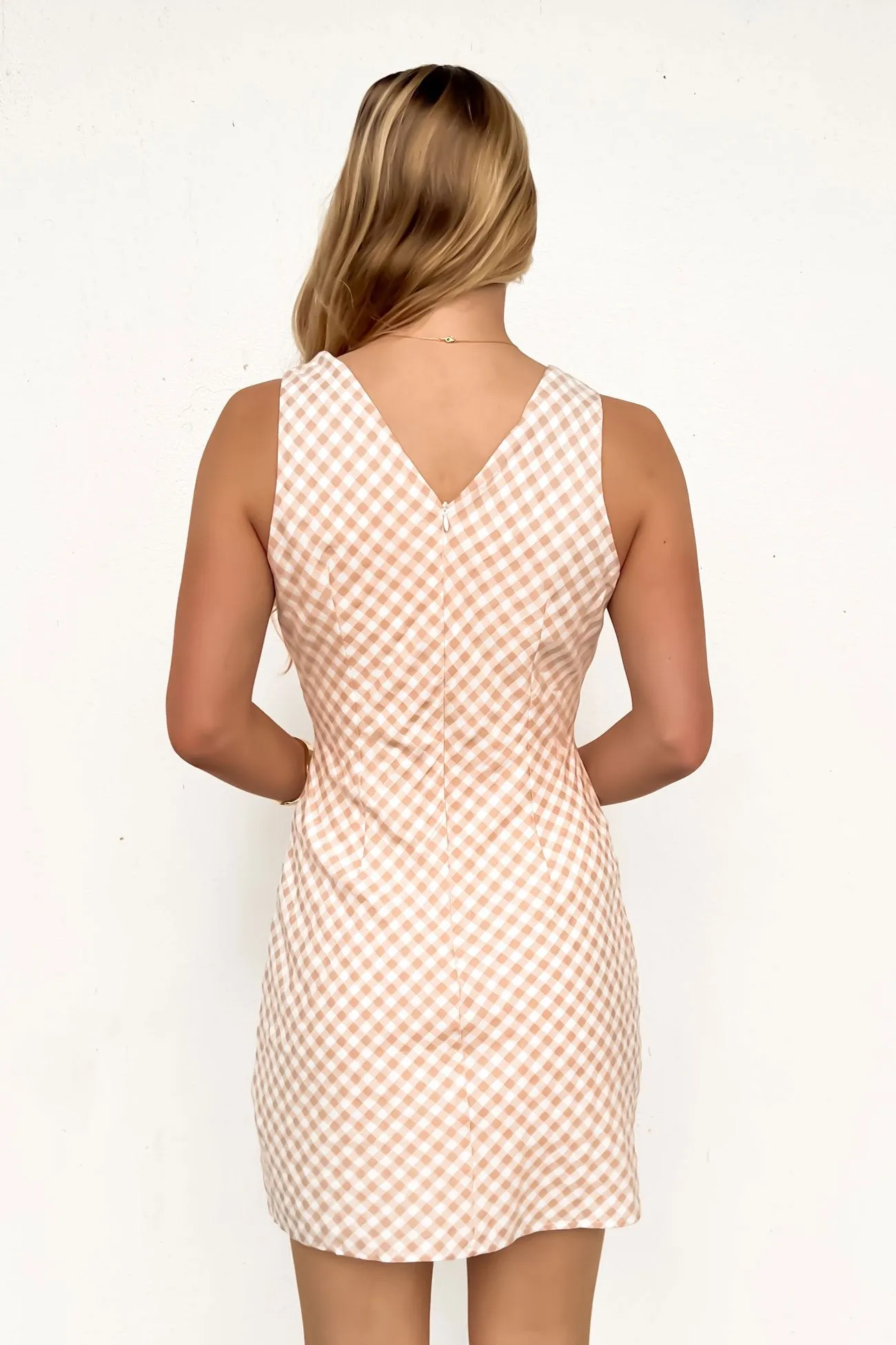 Elegant Appearance Holden Mini Dress Latte Gingham