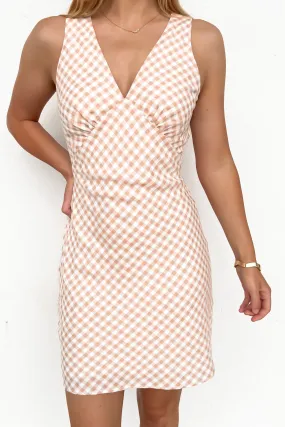 Trendy midi dress Comfy Fit Wear Holden Mini Dress Latte Gingham