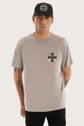 Hollow Relaxed Tee Pigment Gull All-Season Comfort Wear Layered Collar Structure