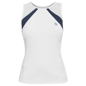 Hooded Penguin Women's Scoop Neck Color Block Tank - Bright White Thermal Insulation Straight fit