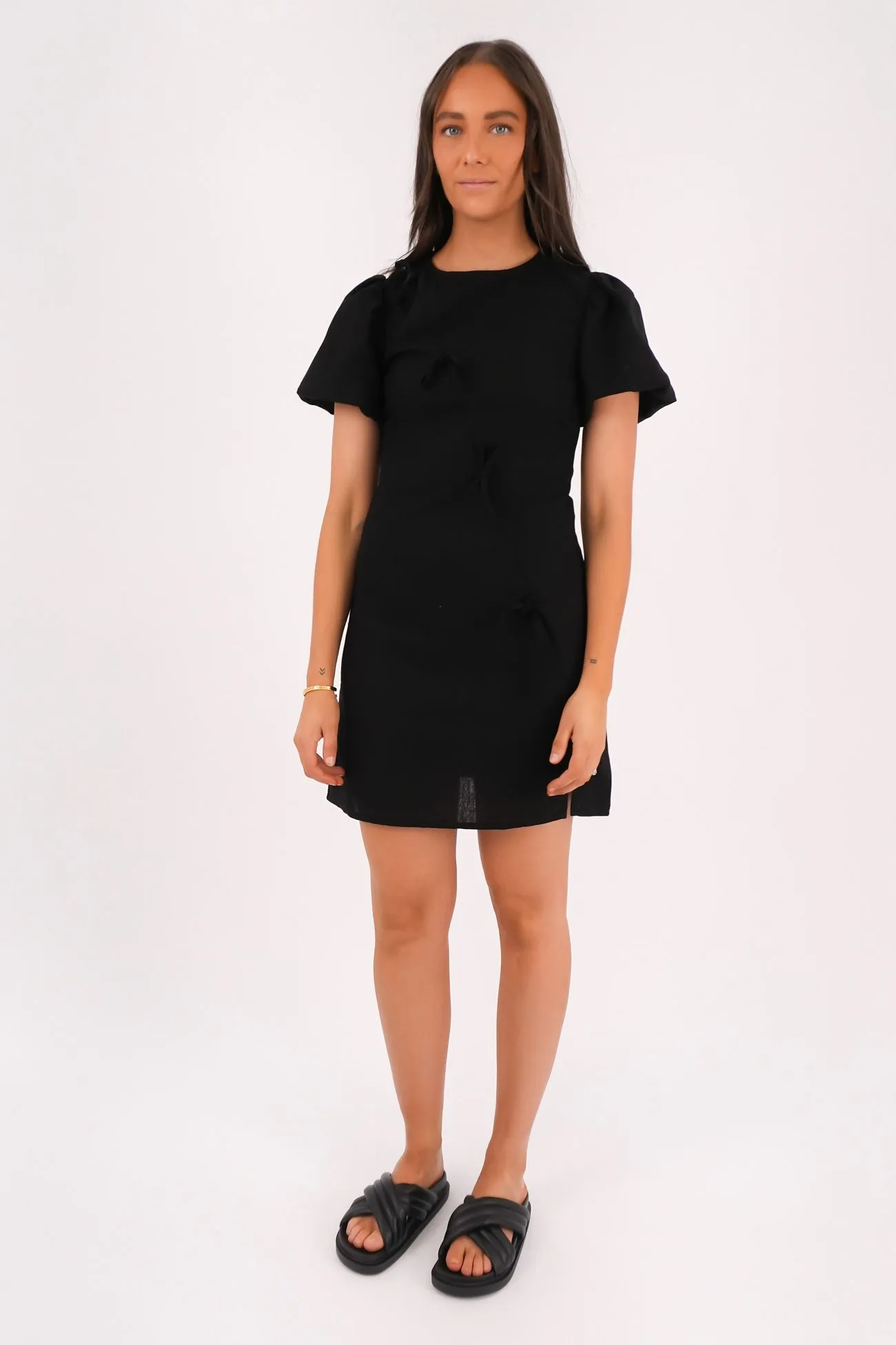 Lucille Mini Dress Black Formal Aura Wrap Charm