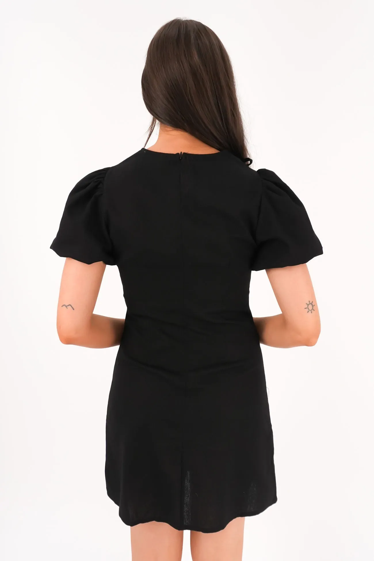 Bow-Detail Polished Mood Lucille Mini Dress Black