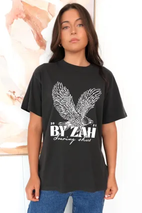 Hudson Eagle Tee Washed Black Autumn coziness