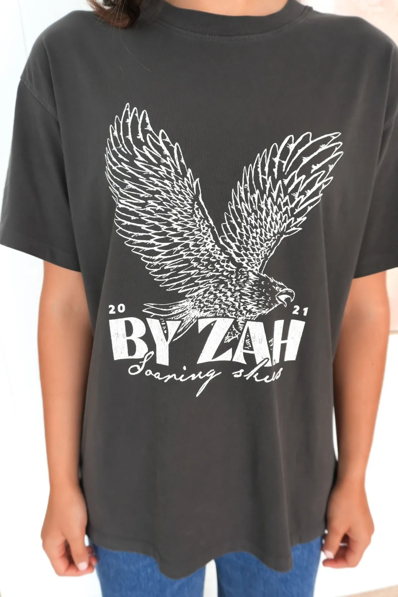 Hudson Eagle Tee Washed Black EthicalProduction Relaxed Comfort Look