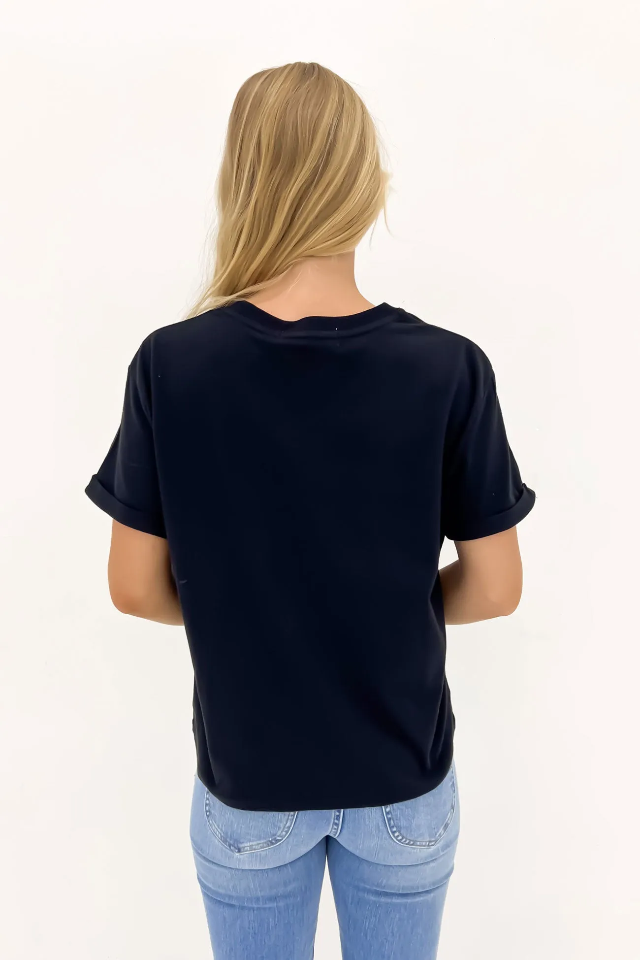 Vintage Style Layered Collar Huntleigh Oversized Tee Black