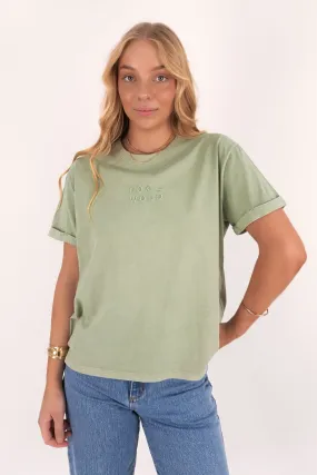 Huntleigh Oversized Tee Iceberg Green Winter Layer Colorfast Material