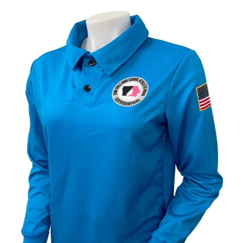 Iowa Girls - IGHSAU Sublimated Bright Blue Long Sleeve Volleyball Shirt Evening Elegance