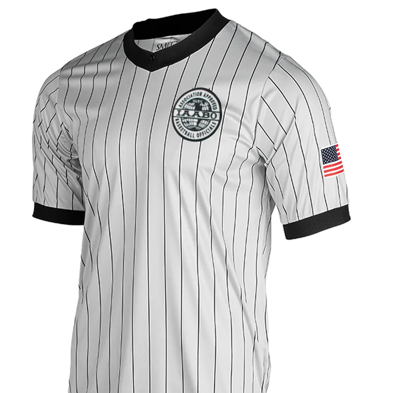 Anti Cling Fabric Limited Edition IAABO Logo Grey Referee Shirt w/ Flag on Left Sleeve