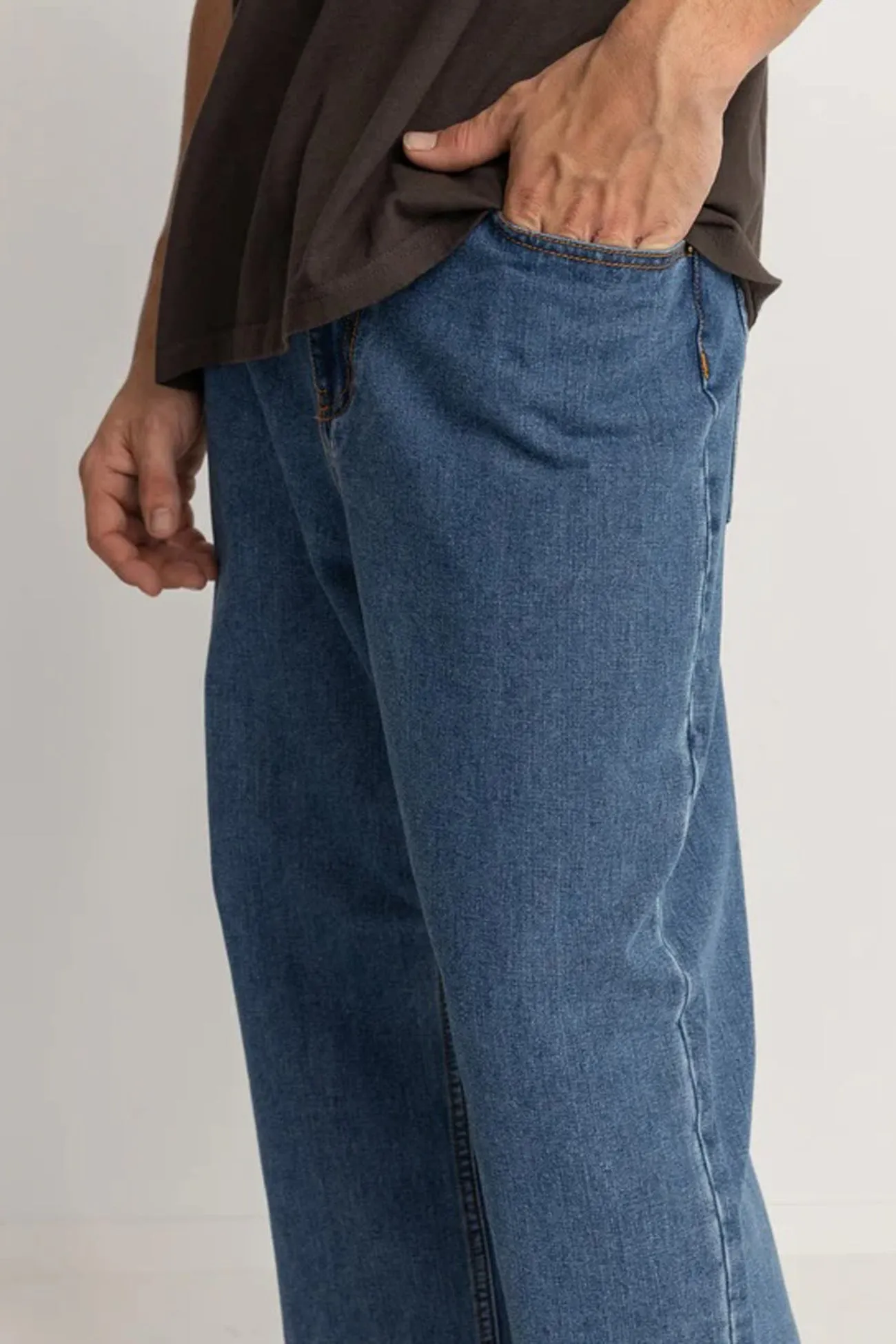 Barrel Leg Construction Everyday Shopping Day Essential Jean Dark Blue