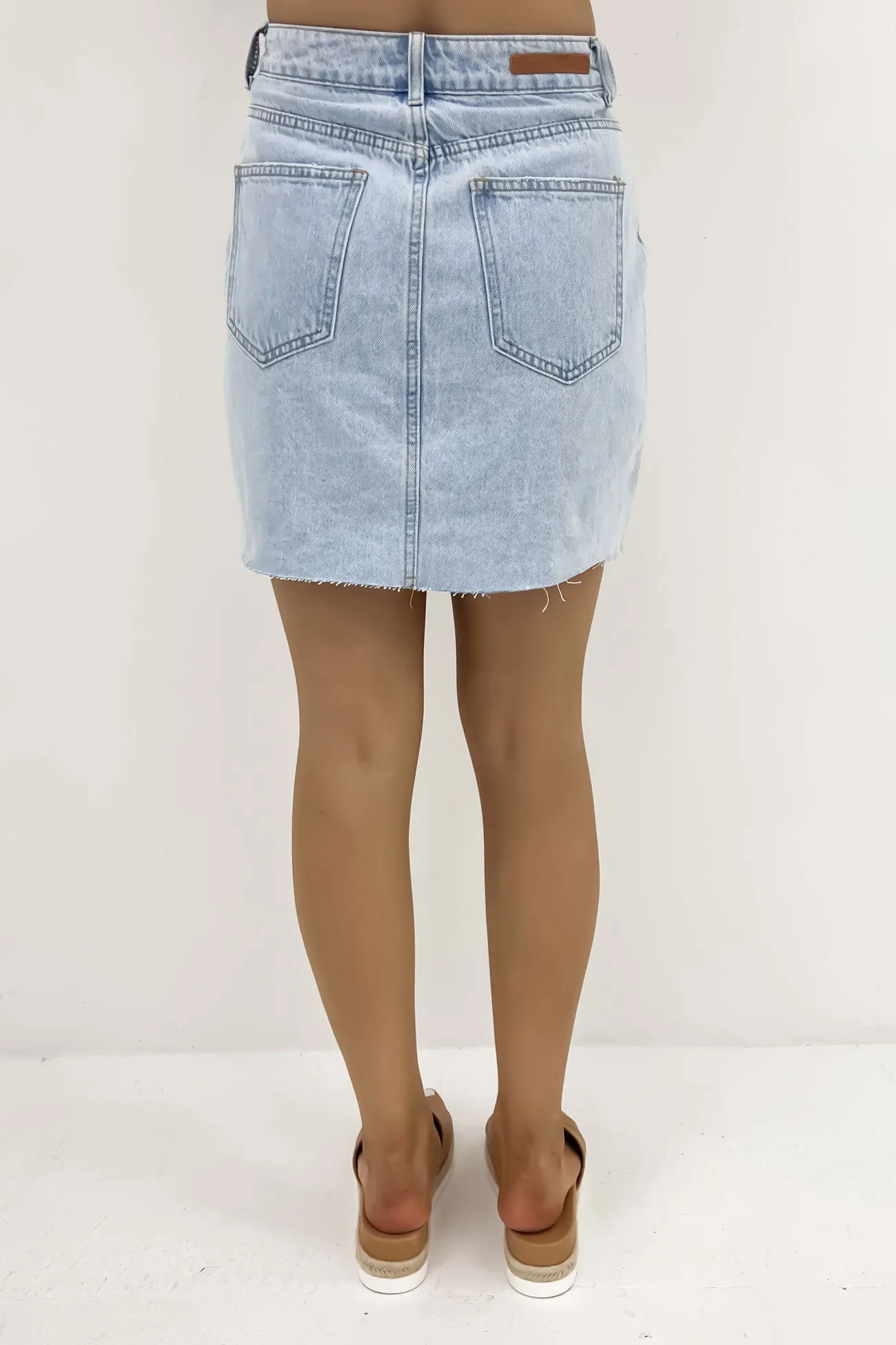 Inaya Denim Mini Skirt Light Blue Layered Look
