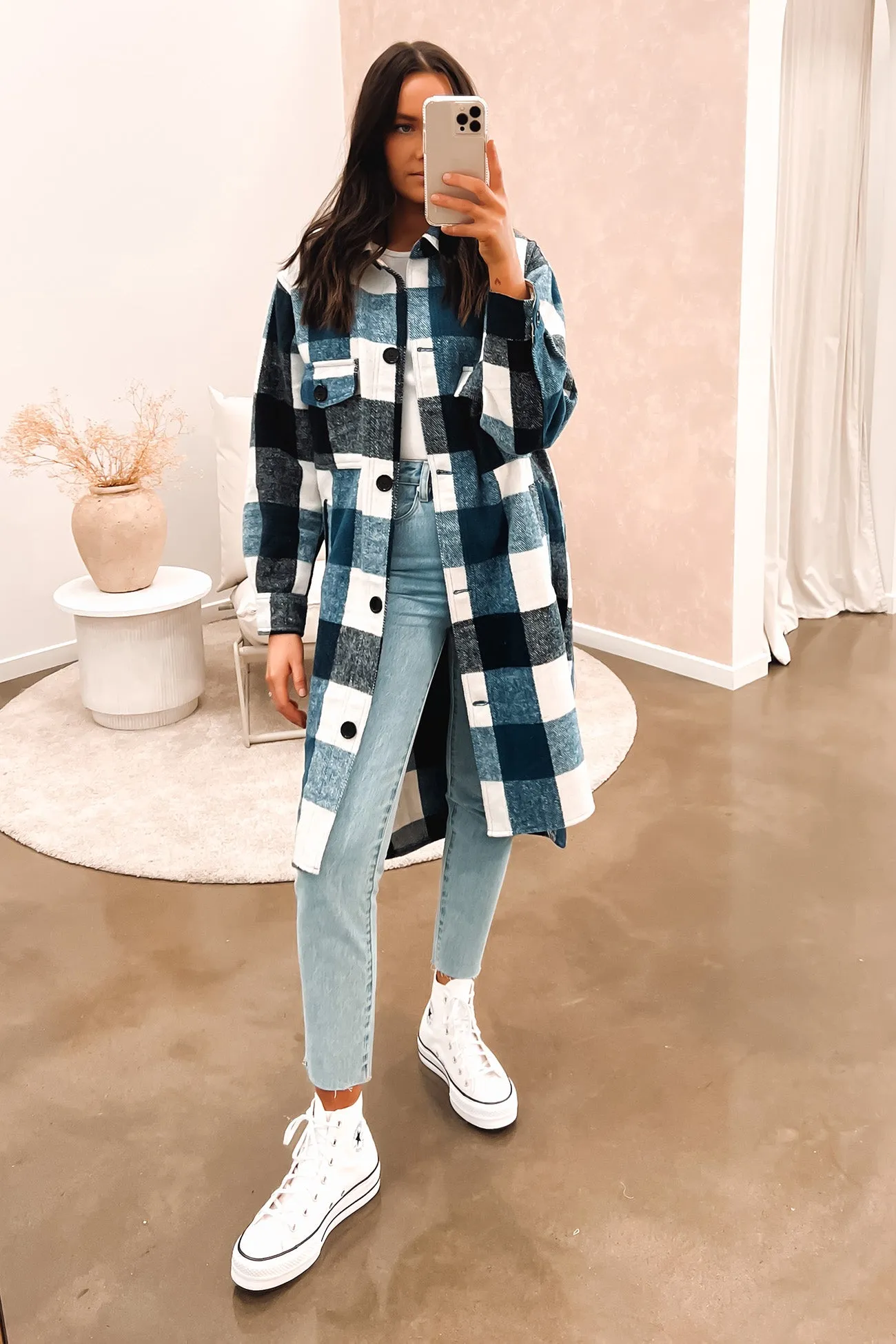 WindproofDesign Indi Shacket Blue Check