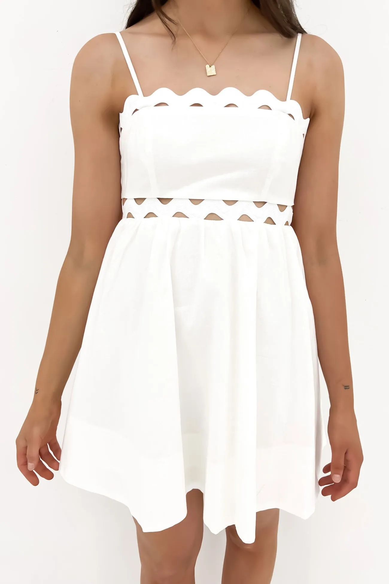 Indigo Mini Dress White Fashionable event gown Shine Dressy