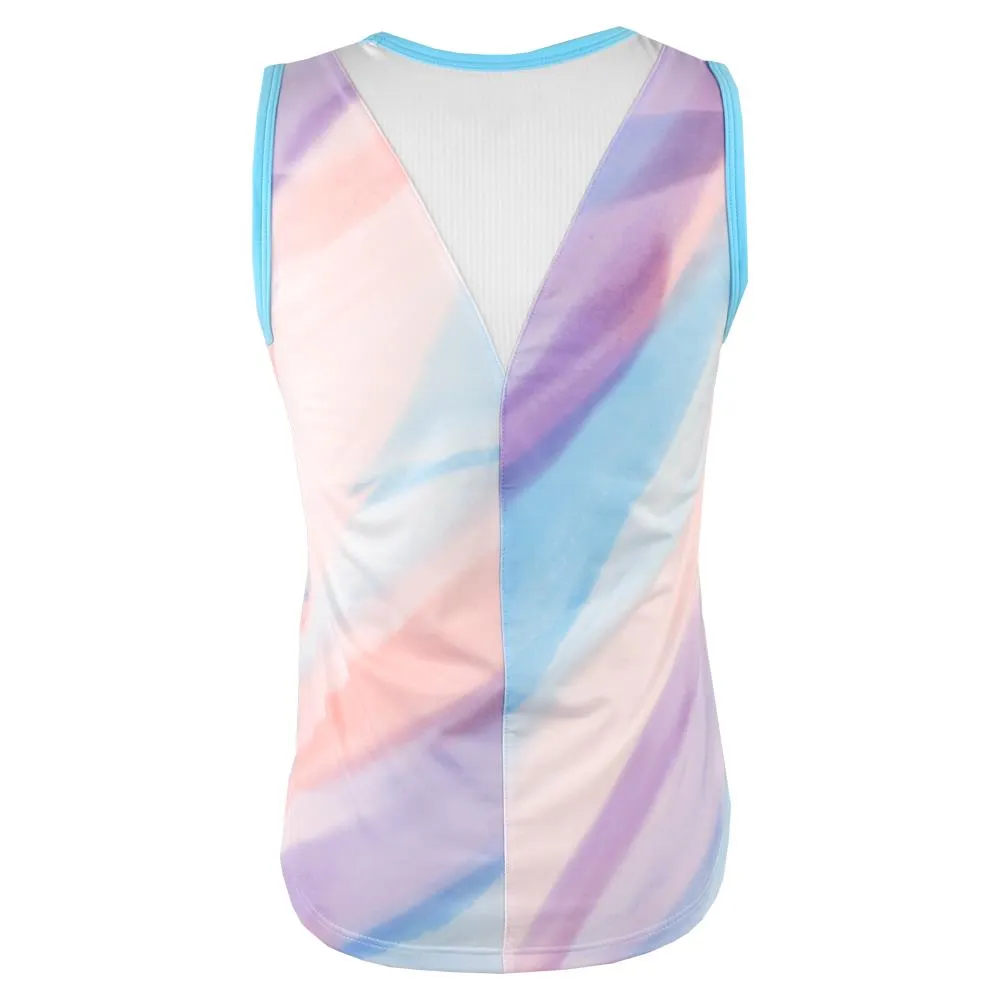 Sofibella Girls Watercolor Tank - Blue/Watercolour button detail Sustainable