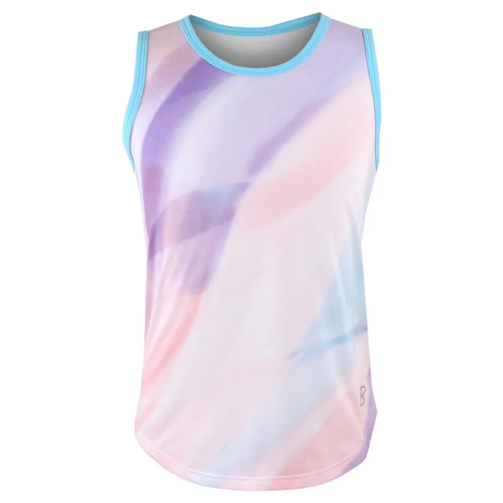 Metallic Details silk blend Sofibella Girls Watercolor Tank - Blue/Watercolour