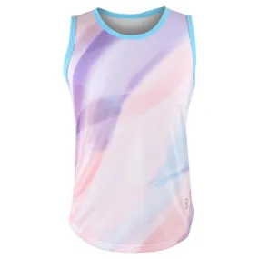 Metallic Details silk blend Sofibella Girls Watercolor Tank - Blue/Watercolour