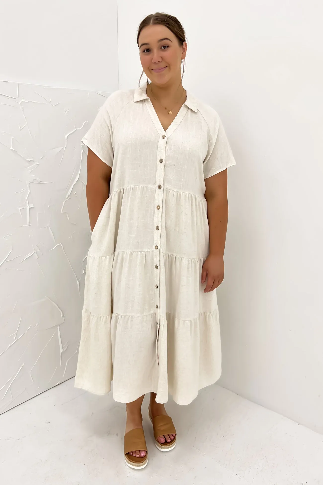 Little Paradise Midi Dress Beige Lightweight Fit