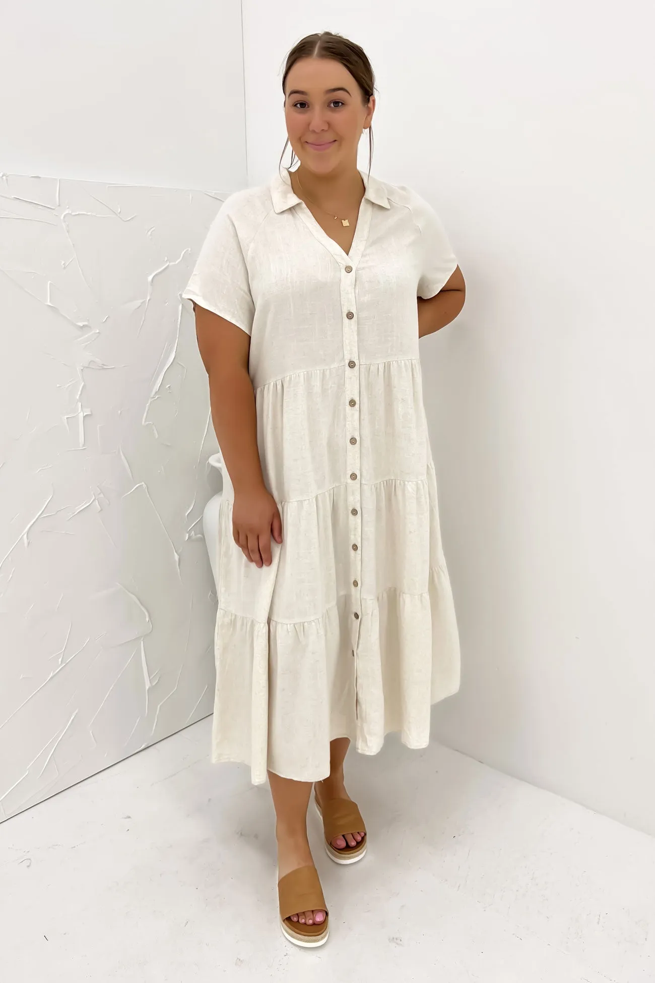 Smart Silhouette Little Paradise Midi Dress Beige