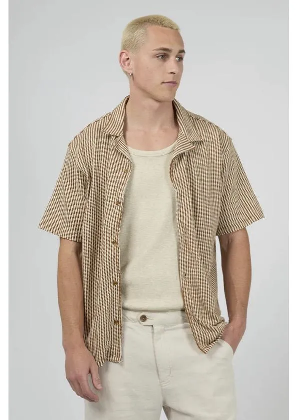 Checkered Style Jackson Short Sleeve Shirt Brown